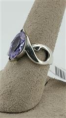 Purple Stone Lady's Silver & Stone Ring 925 Silver 3.04g Size:5